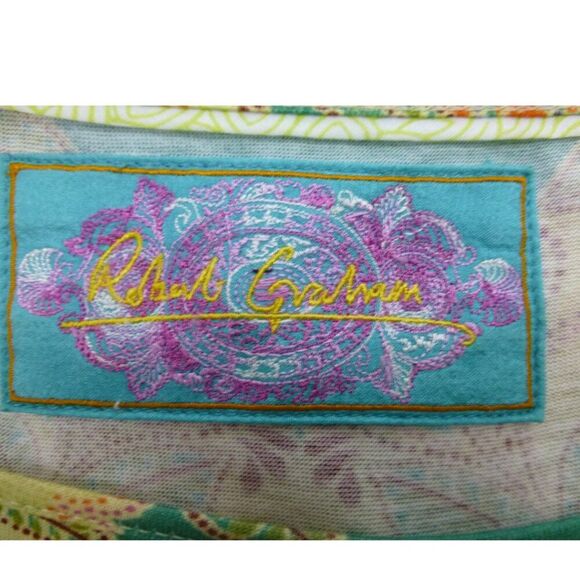 Robert Graham Muli-Color Tencel Blend Short Sleeve Top - Picture 5 of 10